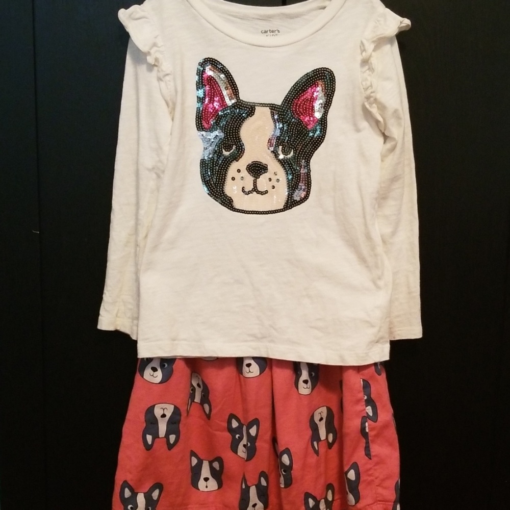 Carters French bulldog Skirt set